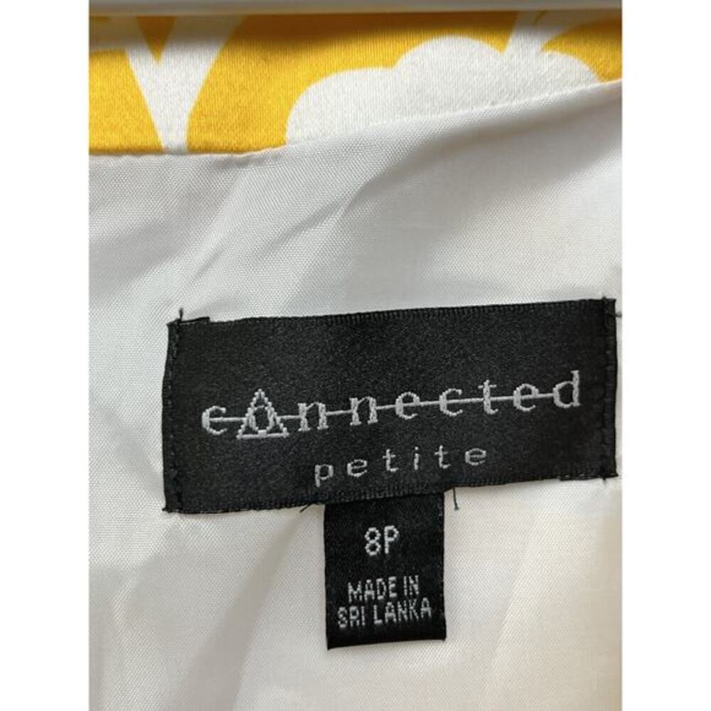 Connected Apparel Dress Womens 8P Petite Yellow Floral Sheath Sleeveless Pleated - Picture 5 of 7